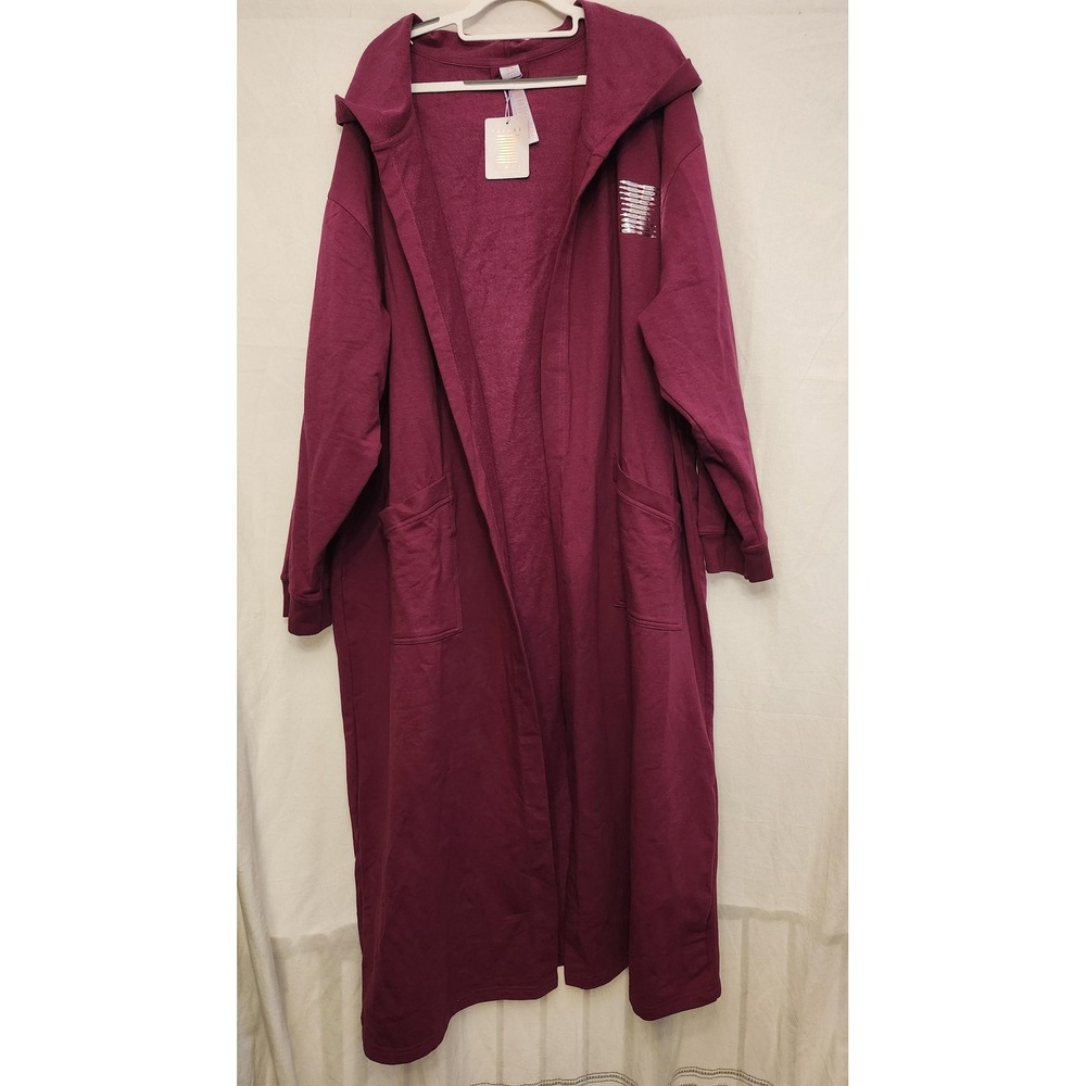 Savage X Fenty Robe Unisex Women XL Men M‎ Burgundy Hooded Loungewear READ